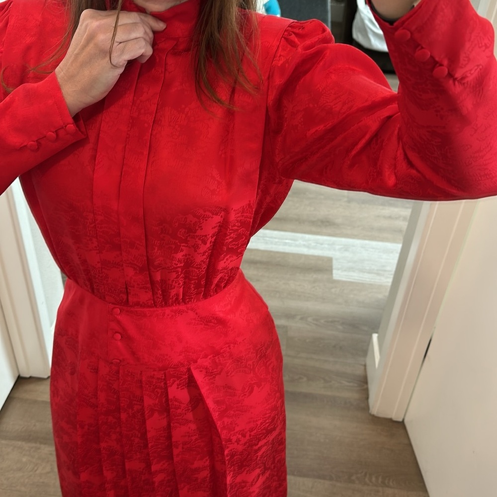 Vintage Silk Red Dresss - Picture 6 of 8